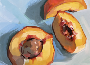 Oil Painting: Peach Slices Impressionistic style
