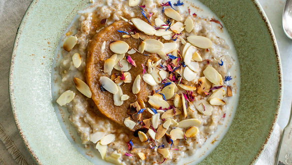 Apple Date Coconut Porridge with Toasted Almonds
