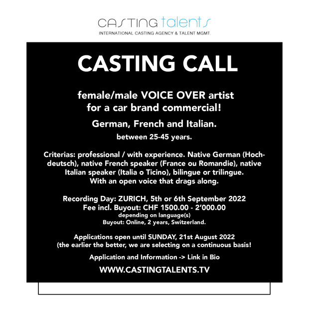 CASTING CALL | VOICE OVER ARTIST