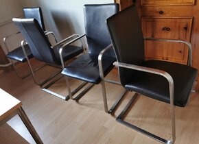 4 Esszimmer Stühle Leder/Edelstahl