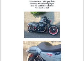 Zu verkaufen 1x Harley Davidson XL 883 R ABS
1x Harley...