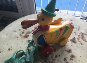 Spielzeug Ente aus Holz 60er Jahre