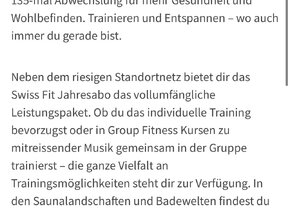 Verkaufe mein Migros / Active Fitness Swissfit Abo (bis...