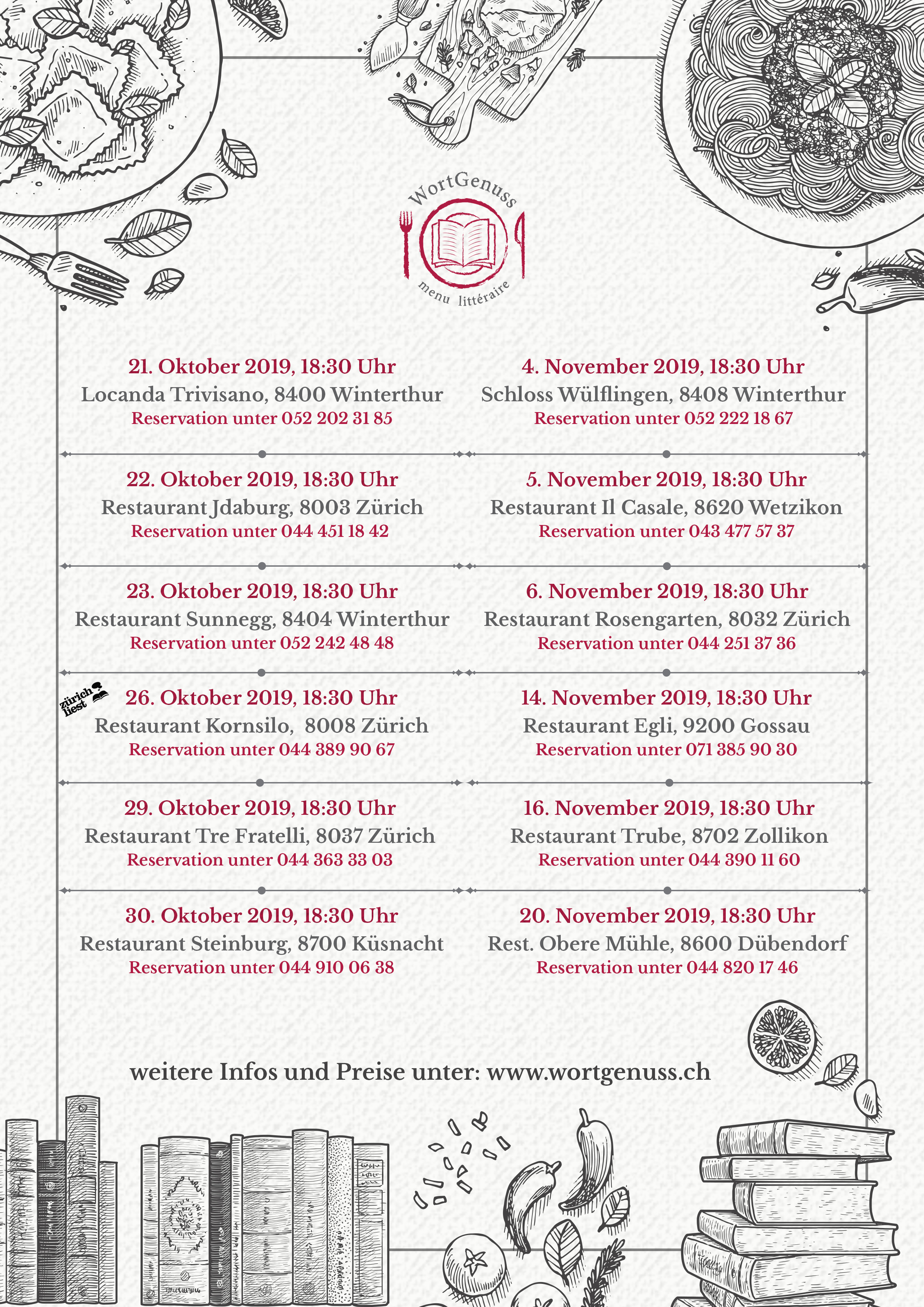 menu littéraire im Herbst 2019